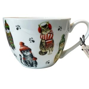 NWT Portobello By Design Hello Winter Cat theme Bone China Coffee/Tea Cup